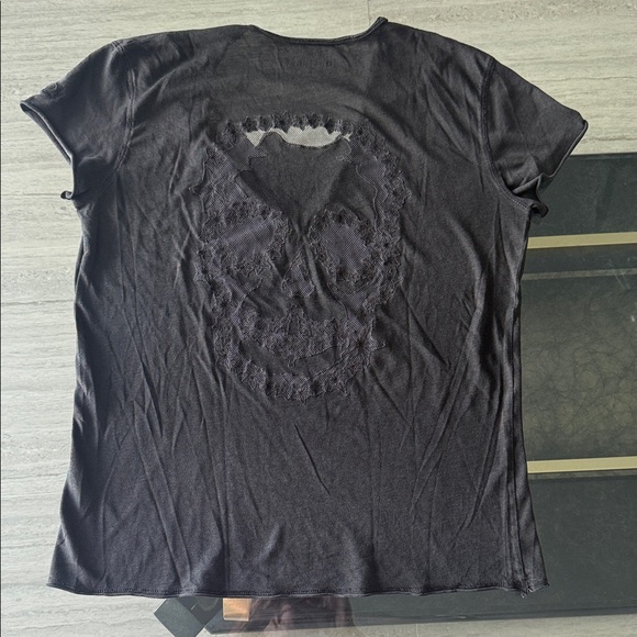 Zadig & Voltaire Tops - SOLD!!!!! Zadig & Voltaire Black skull mesh and lace back Tee